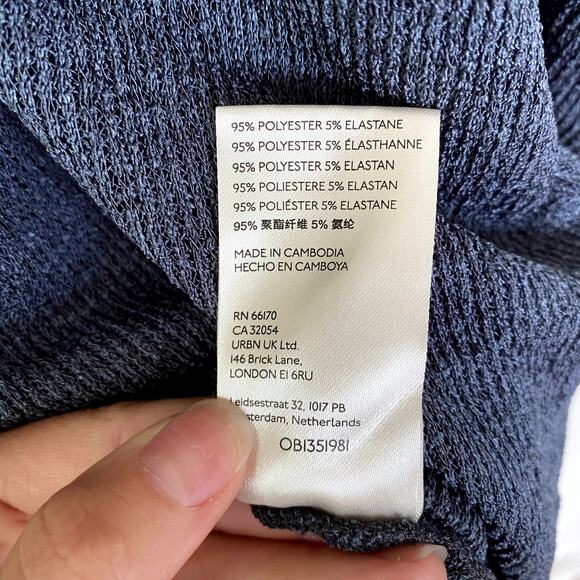 NWT Free People Women's Marla Oversized Henley Top in Poppy Seed Blue Small - Picture 11 of 12